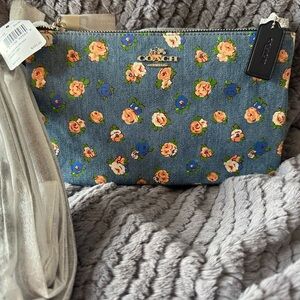 Coach Blue Floral Cosmetic Bag